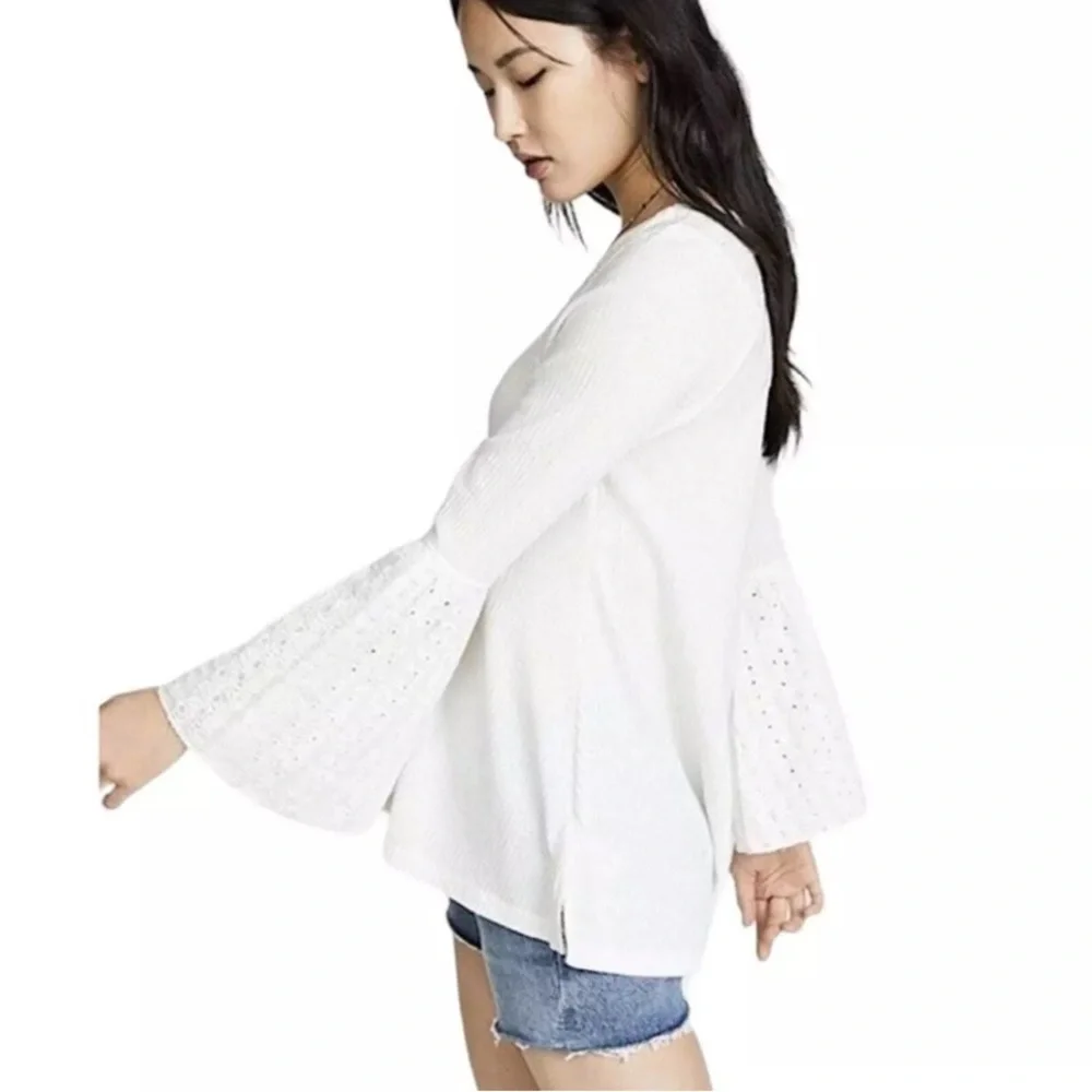 Free People Parisian Nights White Eyelet  Top